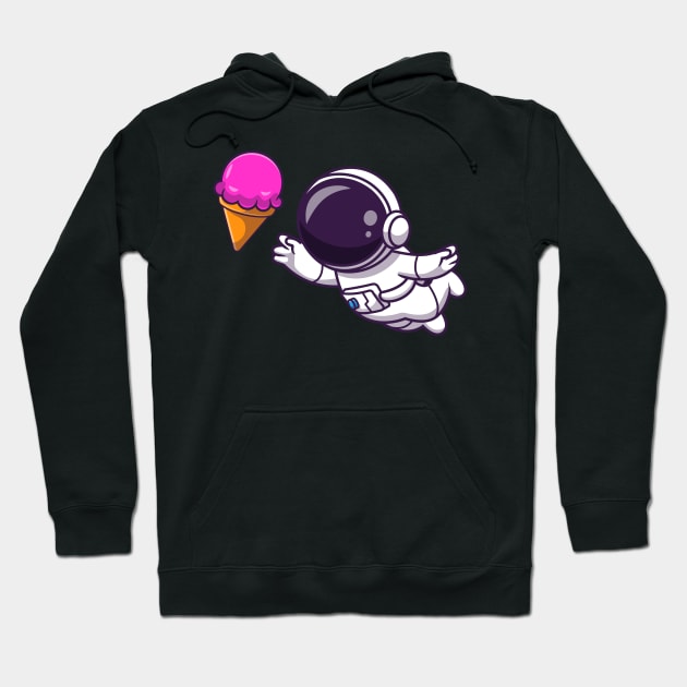 Astronaut Floating with Ice Cream Cartoon Hoodie by Catalyst Labs